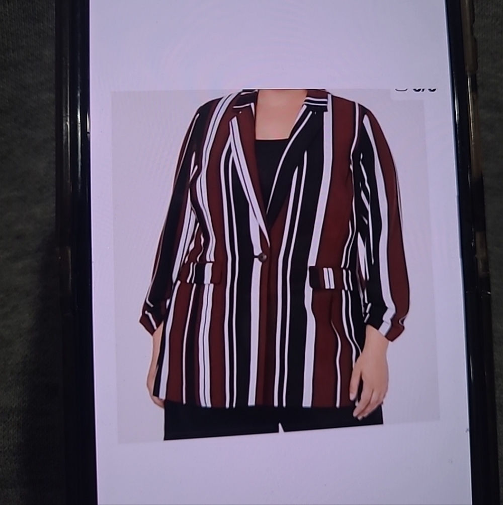 Alfani Women's Bold Striped Blazer - Black, White, Brown Size M